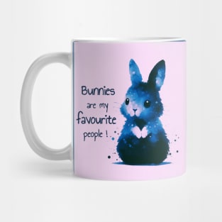 cute rabbit, "bunnies are my favourite people" quote, water colour, pink Mug